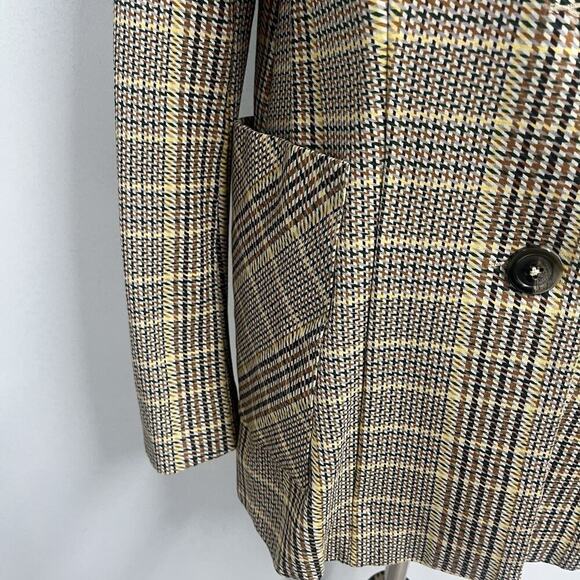 CABI Blazer Jacket size 8 Camel Brown Yellow Plaid Stretch Career Casual Pockets - Picture 6 of 11